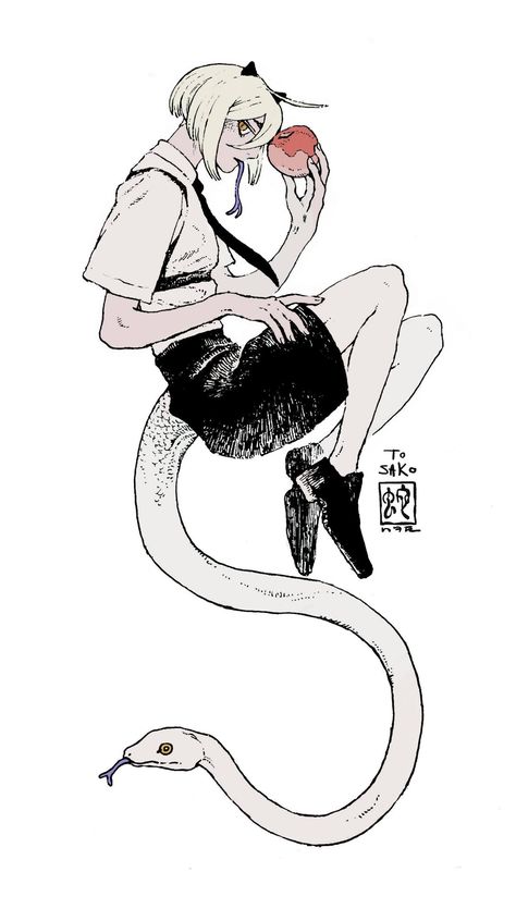 Snake Tail, Character Graphic, Art Things, Scary Art, Sketchbook Inspiration, Cartoon Character Design, Country Art, Character Design References, Funky Art