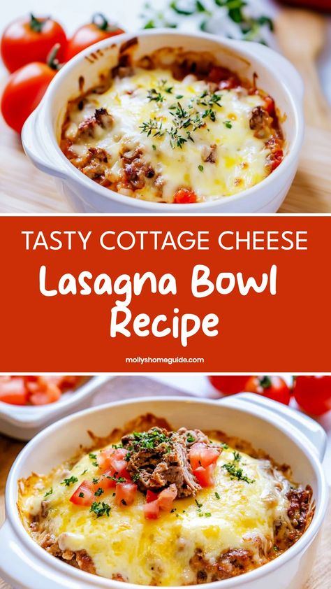 Indulge in a comforting meal with this delicious cottage cheese lasagna bowl recipe. Layers of pasta, creamy cottage cheese, marinara sauce, and melted mozzarella come together to create the ultimate cozy dish. Easy to prepare and perfect for chilly nights or family gatherings. Elevate your dinner menu with this twist on a classic favorite. Serve it up and watch everyone at the table enjoy each hearty bite!  Ingredients 1 pound ground sausage 1 cup low-carb marinara sauce 1 cup shredded mozzarel Low Carb Recipes With Cottage Cheese, Lasagna Bowl With Cottage Cheese, Cottage Cheese Spaghetti Bowl, Cottage Cheese Lasagna Bowl, Lasagna Recipe Without Ricotta And Cottage Cheese, Cottage Cheese Bowls Lunch, Easy Lasagna Recipe With Ricotta And Cottage Cheese, Lasagna No Ricotta Or Cottage Cheese, Cottage Cheese Bowl Recipes