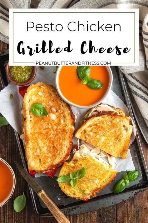 Pesto and Chicken Grilled Cheese - Peanut Butter and Fitness Chicken Grilled Cheese Sandwich, Lemon Garlic Chicken Breast, Chicken Grilled Cheese, Protein Overnight Oats, Chicken Grilled, Salad Kits, Lemon Garlic Chicken, Popsugar Fitness, Easy Italian