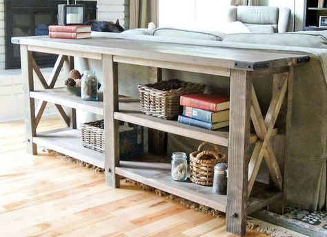 Nice beginner woodworking project for amateur furniture builders. DIY console table made with 2x4 boards Diy Console, Diy Console Table, Farmhouse Console Table, Router Jig, Diy Sofa Table, Diy Holz, Diy Sofa, Beginner Woodworking Projects, Wooden Projects