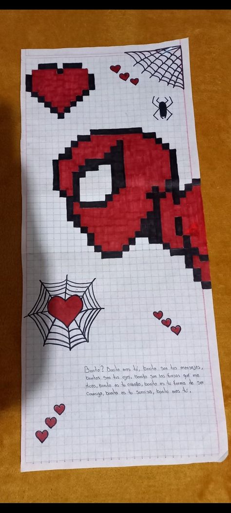 Dibujo para tu novio de spider man Forks Dibujos, Spider Man Gifts For Boyfriend, Spider Man Dibujo, Spider Man Gift Ideas, Spider Man Cute, Spider Man Drawing, Spiderman Pixel Art, Spiderman Gifts, Easy Pixel Art