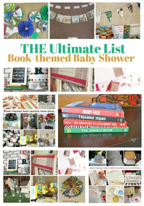 The Ultimate List of Book-themed Baby Shower Ideas Story Book Baby Shower Theme Food Ideas, Book Themed Baby Shower Ideas, Storybook Baby Shower Theme, Childrens Books Baby Shower, Themed Baby Shower Ideas, Book Shower, Storybook Theme, Book Themed Party, Storybook Baby Shower