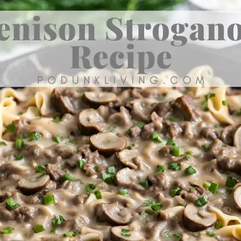 Venison Stroganoff - Podunk Living Venison Stroganoff Recipes, Canned Venison, Stroganoff Recipes, Venison Stroganoff, Easy Homemade Biscuits, Game Meat, Venison Steak, Ground Venison, Meat Eater