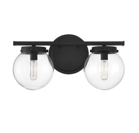 2-Light Bathroom Vanity Light in Matte Black Black Vanity Bathroom, Matte Black Bathroom, Black Vanity Light, Black Bath, Vintage Edison Bulbs, Contemporary Vanity, Bathroom Vanity Light, Bath Bar, Bath Vanity Lighting