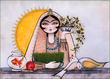 Happy #Nowruz  #Persian New Year Iranian New Year, Persian New Year, Folklore Art, Arte Folk, Persian Art Painting, Persian Miniature, Iranian Art, Encaustic Art, Painting Photos