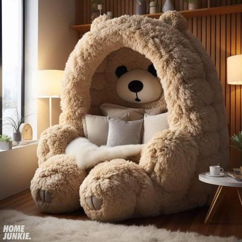 Teddy Bear Chair, Bear Chair, Giant Teddy Bear, Giant Teddy, Teddy Bear, Pillows, Bedroom, Bed