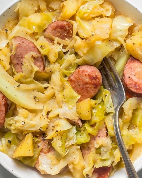 Cabbage Potatoes And Sausage One Pot Sausage Cabbage And Potatoes, Cabbage With Potatoes And Sausage, Potato Cabbage Sausage, Cabbage Potatoes And Sausage, Sausage Skillet Recipe, Cabbage And Conecuh Sausage, Potatoes And Sausage, Cabbage Potatoes, Smoked Sausages