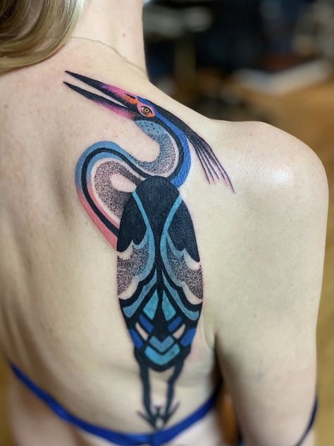 Blue Herring Tattoo, Heron Bird Tattoo, Jungle Tattoos, Albatross Tattoo, Rebirth Tattoos, Blue Heron Tattoo, New Age Tattoo, Blue Tattoos, Graphic Tattoos