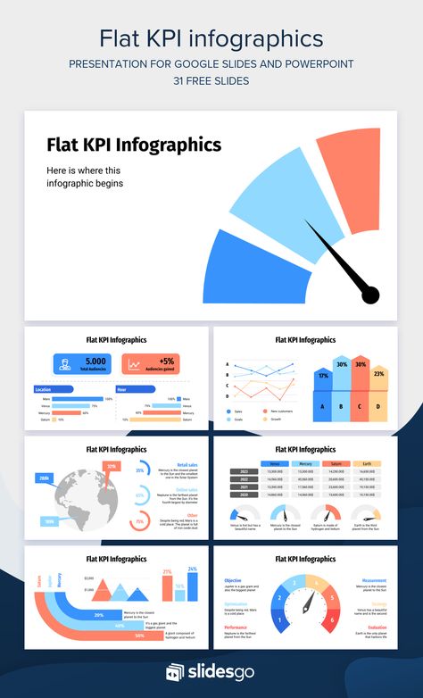 Download this flat KPI infographics template to measure the achievement of your goals. Free for Google Slides and PowerPoint. Kpi Infographic Design, Kpi Presentation Design, Kpi Infographic, Kpi Scorecard, Business Spreadsheets, Instructional Design Templates, Kpi Dashboard Excel, Leadership Development Activities, Analytics Design