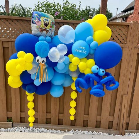 Spongebob Balloon Arch, Spongebob Balloon Garland, Spongebob Balloon, Baloon Garland, Birthday Shoots, Led Balloons, Birthday Crafts, Sponge Bob, Balloon Arch