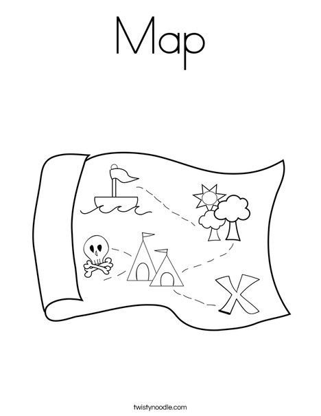 Map Coloring Page - Tracing - Twisty Noodle Tracing Font, Toy Story Coloring Pages, Pirate Pictures, Pirate Coloring Pages, Pirate Treasure Maps, Coloring Worksheet, Map Pictures, Coloring Pages For Boys, Pirate Treasure