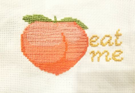 Peach Cross Stitch, Crochet Shirts, Crochet Graphs, Handmade Cake, Stitch Ideas, Cross Stitches, Crochet Shirt, Cross Stitching, Cross Stitch