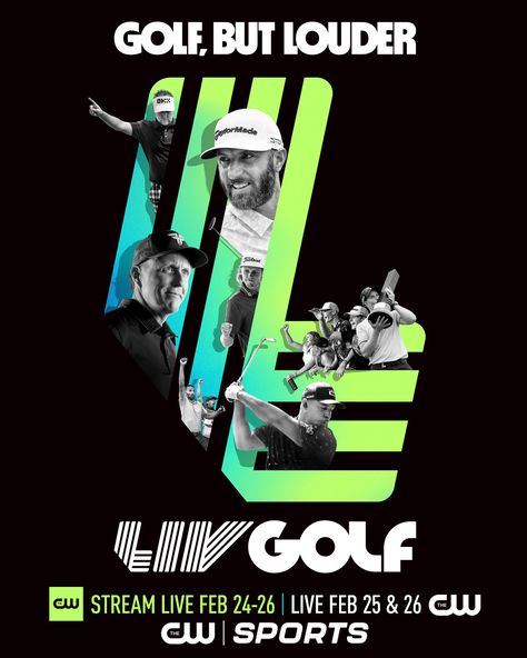 LIV Golf - 2023 Golf Social Media Post, Golf Graphic Design, Golf Logos, Virtual Golf, Liv Golf, Sports Design Ideas, Golf Poster, Golf Logo, Golf Brands