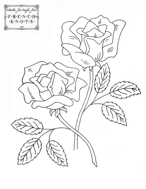 embroidery - roses, free patterns Rose Embroidery Pattern, Floral Embroidery Patterns, Embroidery Transfers, Embroidery Patterns Vintage, Embroidery Patterns Free, Rose Embroidery, Crewel Embroidery, Maize, Embroidery For Beginners