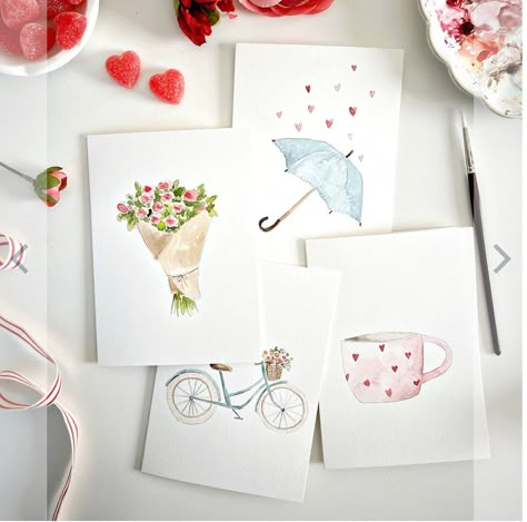 Watercolor Ideas, Special Cards, Sweet Love, Watercolor Cards, Watercolor Artwork, Love Is Sweet, Valentines Cards, Watercolor Paper, Original Watercolors