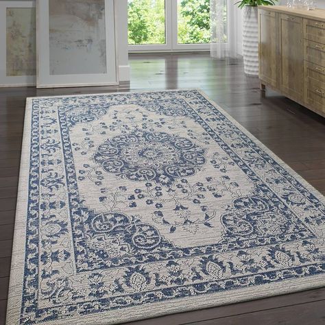 Navy And White Living Room, Black Runner Rug, Area Room Rugs, Boho Floor, Beige Living Rooms, Weave Rug, Lovely Home, Navy Rug, Rustic Rugs