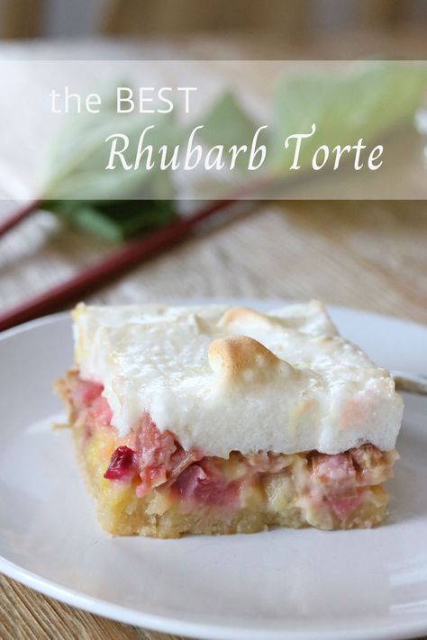 The Best Rhubarb Torte - Little Eagle Homestead Rhubarb Torte, Rhubarb Desserts Recipes, Almond Flour Desserts, Rhubarb Recipes Crisp, Fresh Rhubarb, Peanut Butter Dessert Recipes, Rhubarb Desserts, Torte Recipe, Sour Cream Cake