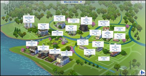 ☆☆ QC Town Maps - Sims 4 ☆☆ — The Sims Forums Sims 4 Willow Creek, The Sims 4 Lots, Map Layout, Sims 4 Gameplay, Town Map, Willow Creek, Sims House Design, Sims Community, Sims 4 Build