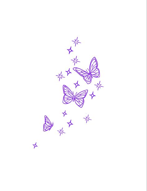 Butterflies, Tattoos, Stars, Purple, White