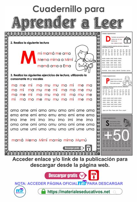 Cuadernillo para Aprender a Leer (4 tomos) ⭕️Documentos completos en PDF. Acceder enlace/link para descargar desde la web. 📕PDF✅https://materialeseducativos.net/2022/01/22/nuevo-cuadernillo-para-aprender-a-leer/ Spanish Lessons For Kids, Spanish Reading, Reading Centers, Kids Learning Activities, Spanish Lessons, Spanish Class, Teaching Writing, Learning Spanish, Anchor Charts