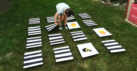 made a giant memory/matching game to keep my dude busy in the backyard! Giant Memory Game, Board Game Themes, Camp Games, Diy Yard Games, Spring Camping, Team Building Games, Memory Match Game, Vbs 2024, Building Games