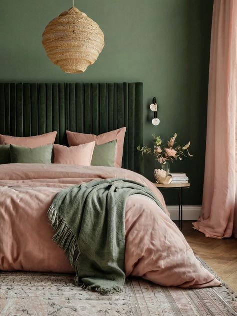 Budget-Friendly Sage Green and Blush Bedroom Ideas: You’ll Love - Homezillo Green And Blush Bedroom, Blush Bedroom Ideas, Sage Green And Blush Bedroom, Green And Pink Bedroom Ideas, Green And Pink Bedroom, Blush Bedroom Decor, Pink Green Bedrooms, Blush Pink Bedroom, Blush Bedroom