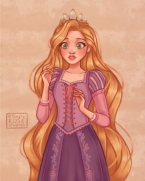 Madeline Rose on Instagram: "Man, I really thought I could just do a quick little Rapunzel doodle. 6 hours later I finally finished her 🤣 I hope you all like her 🥰❤️ . . . #disney #disneyprincess #disneyprincesses #disneyprincessfanart #disneyfanart #characterart #characterdesign #art #drawing #artist #didgitalart #digitaldrawing #illustrations #illustration #tangled #rapunzel #rapunzelart #tangledart" Rapunzel Doodle, Rapunzel Fan Art, Rapunzel Fanart, Rapunzel Art, Rapunzel Long Hair, Rapunzel Drawing, Walt Disney Princesses, Easy Disney Drawings, Rapunzel Dress