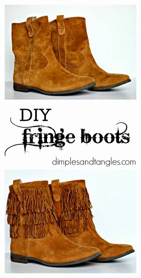 Indian Boots, Cuffs Diy, Diy Fringe, Dimples And Tangles, Diy Shoe, Boot Bling, Fringe Booties, Fringe Top, Fringe Boots