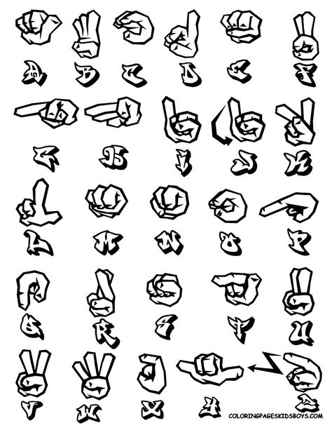 Hand sign graffiti Cool Alphabet Letters, Graffiti Numbers, Graffiti Alphabet Styles, Alphabet Graffiti, Sign Language For Kids, Sign Lettering, Graffiti Lettering Alphabet, Graffiti Text, Sign Language Alphabet