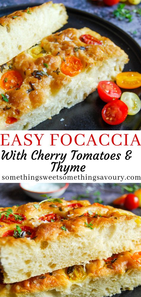 Foccacia Bread No Mixer, Foccacia Bread Tomato, Tomato Foccacia Bread, Foccacia Bread Toppings, Foccacia Bread Recipes, Easy Focaccia Bread, Bread With Garlic, Bannock Bread, Tomato Focaccia