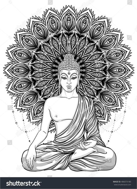 240+ Spiritual Tattoo Designs With Meanings (2020) Metaphysical Ideas Dotwork Tattoo Mandala, Ornate Mandala, Image Zen, Buddha Mandala, Hippie Tattoo, Buddha Tattoo Design, Arte Yoga, Polynesian Tattoos, Buddha Art Drawing