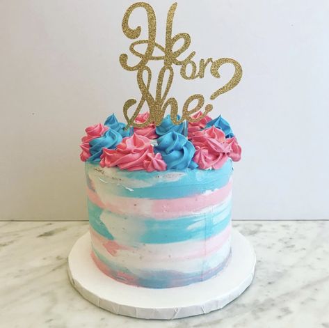 Marble Gender Reveal Cake, Pink And Blue Cake Gender Reveal, Pink And Blue Cake, Baby Shower Gender Reveal Cake, Gender Reveal Food, Baby Shower Cakes Neutral, Baby Reveal Cakes, Simple Gender Reveal, Creative Gender Reveals