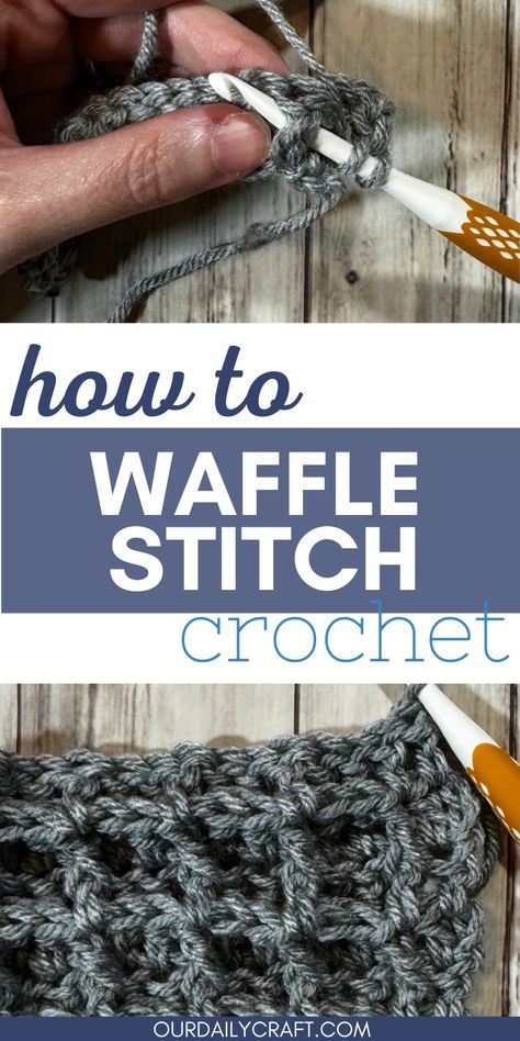 waffle stitch crochet tutorial How To Crochet Waffle Stitch Tutorial, Waffle Crochet Stitch Pattern, Crochet Waffle Stitch Blanket Free Pattern, Double Waffle Stitch Crochet, Zigzag Waffle Crochet, Waffle Stitch Crochet Blanket, Waffle Stitch Dishcloth, Waffle Stitch Crochet, Waffle Crochet