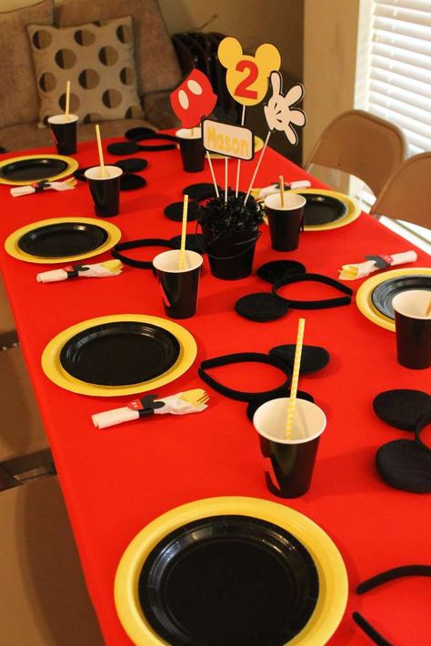 Mickey Mouse Birthday Party Ideas | Photo 2 of 14 | Catch My Party Mickey Mouse Birthday Party Ideas, Mickey Mouse Theme Party, Mickey Mouse Birthday Decorations, Mickey Mouse Bday, Mickey 1st Birthdays, Twodles Birthday, Mickey Mouse Themed Birthday Party, Fiesta Mickey Mouse, Mickey Mouse First Birthday