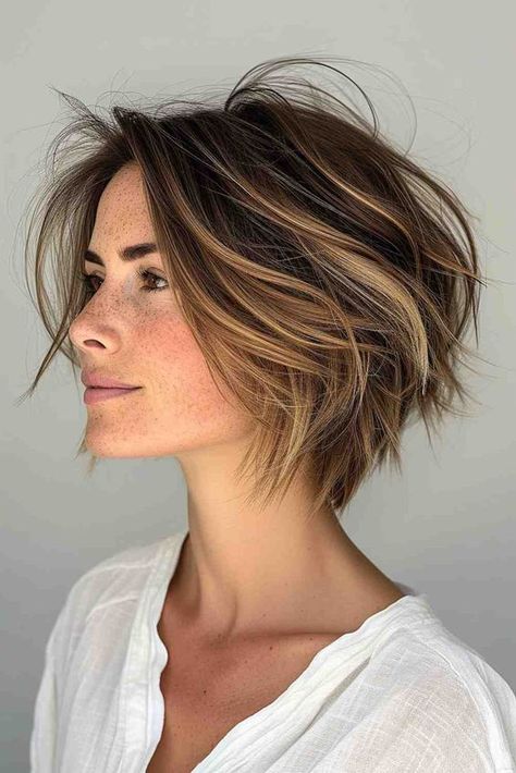 The Best Short Haircuts of 2024 Dark Brown Choppy Bob, Dramatic A Line Bob, Long Shaggy Pixie Haircut, Choppy Angled Bob Hairstyles, Choppy Bob Haircuts For Thick Hair, Assymetrical Haircut Bob, Chin Length Haircuts For Fine Hair, Yoga Ceremony, Dimensional Bob