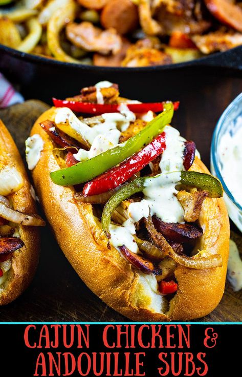 Andouille Sausage Pizza, Andouille Sandwich, Cajun Chicken Sandwich Recipes, Cajun Sandwich Recipes, Cajun Sandwiches, Cajun Food Recipes, Cajun Chicken Sandwich, Grilled Chicken Sausage, Spicy Cajun Chicken