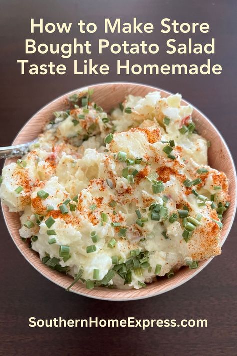 Make store bought potato salad taste homemade by adding a few ingredients. It's easy, and you'll get all the flavors you love from this delicious side dish. Homemade Potato Salad, Homemade Potato Salads, Potato Salads, Recipes Potato, Appetizer Salads, Frugal Meals, Potatoe Salad Recipe, Yummy Sides, Southern Style