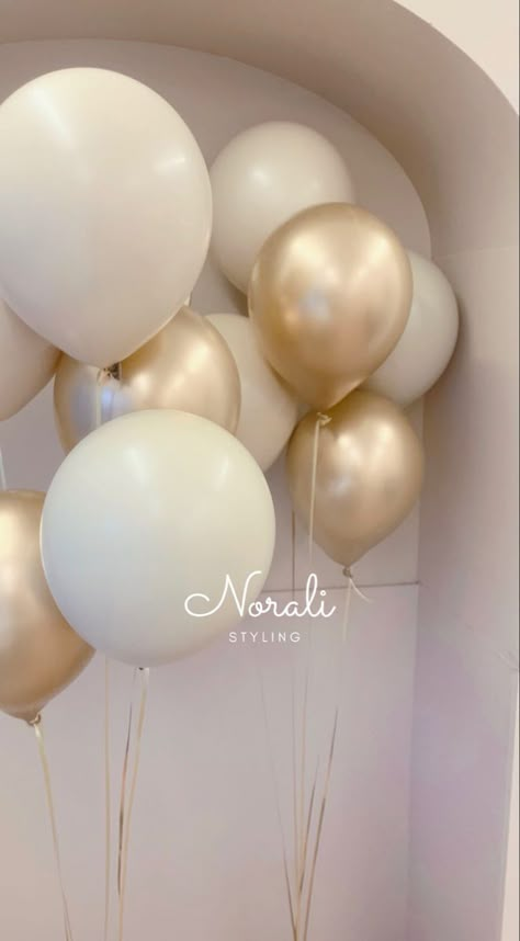 Classy Birthday Balloons, Beige Bday Decor, Neutral Aesthetic Party Decor, Gold 30 Balloons, Happy Birthday Helium Balloons, Champagne Gold Balloons, Birthday Beige Aesthetic, Beige Aesthetic Birthday Party, Classy Balloon Centerpieces