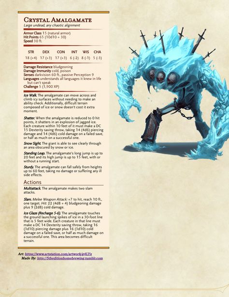 Dnd Crystal Monster, Homebrew Monsters, Dnd Stories, Dungeons And Dragons 5e, Campaign Ideas, Dungeons And Dragons Classes, Dnd 5e Homebrew, Dnd Dragons, Dungeons And Dragons Game