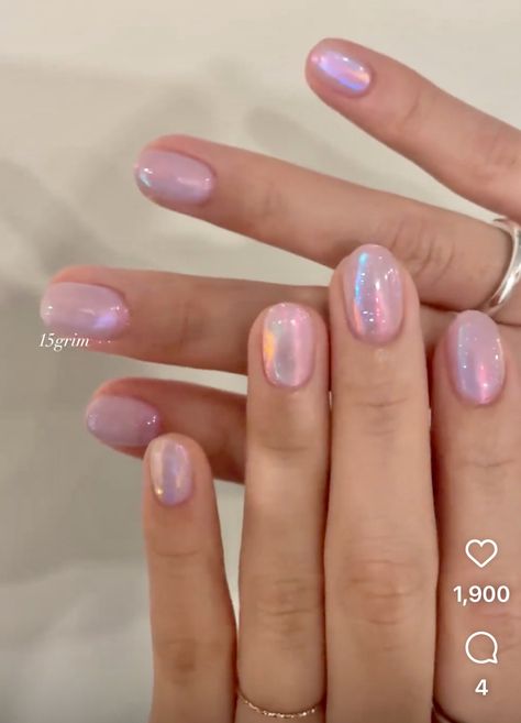 Nail Art Iridescent, Iridescent Nails Short, Girly Pop Nails, Irridecent Design Nails Short, Iredesant Nails Pink, Iridescent Pink Nails, Pink Iridescent Nails, Irridescent Nails, Nails Only