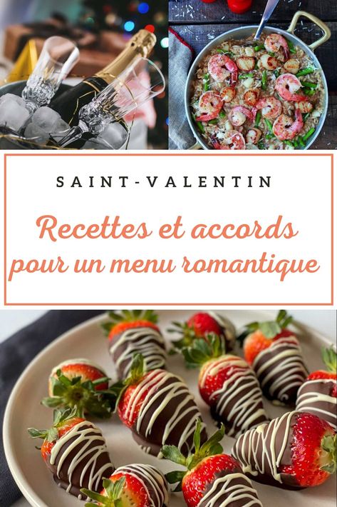 Vous cuisinez un repas pour la Saint-Valentin? Voici nos suggestions de recettes, de l'apéro au desserts, et d'accords mets-vins pour un repas romantique et savoureux. Menu St Valentin, Buffet Theme, St Valentin, Nouvel An, Backyard Wedding, Diner, Valentines Day, Restaurant