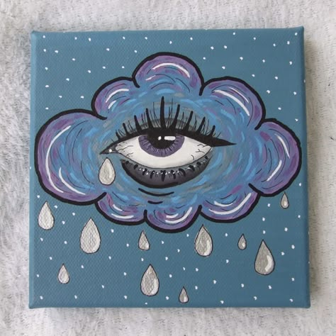 Eye cloud painting Wierd Paintings Ideas, Mental Health Paintings On Canvas, Prints To Paint, Cool Trippy Art Easy, Paint On Wall, Art Markers Drawing, Celestial Seasonings, Trippy Painting, Simple Canvas Paintings