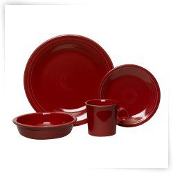 Fiesta Scarlet Dinnerware - Set of 4 Fiesta Colors, Dinner Ware, Fiesta Dinnerware, Kitchen Things, Color Glaze, Ceramic Set, Place Setting, Tea Cup Set, Cereal Bowls