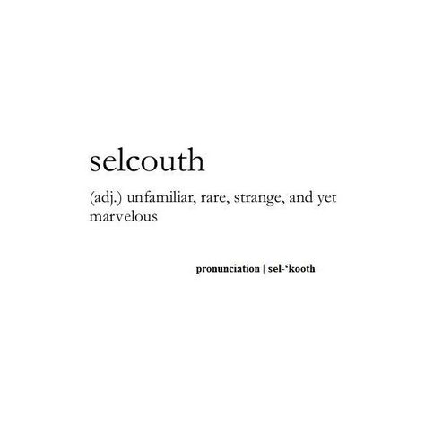 Definition Selcouth Beauty ❤ liked on Polyvore featuring fillers, text, quotes, definitions, words, phrase and saying Selcouth Meaning, Delusional Definition, Selcouth Aesthetic, Erika Core, Quotes Definitions, Word Meanings, Unique Words Definitions, Light Board, Soulmate Quotes