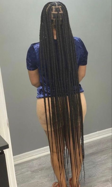 Long Weave Hairstyles Braids, Long Big Knotless Box Braids, Large Knee Length Knotless Braids, Extra Long Braids For Black Women, Braided Hairstyles For Black Women Long, Popsmoke Braids Women, Long Braided Hairstyles For Black Women, Long Braids Black Women, Ankle Length Braids