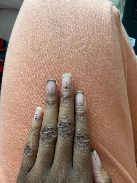 Sage Green Short Nails, French Tip With Dots, Sage Green Nails Short, Khaki Green Nails, Sage Green French Tip Nails, Green French Tip Nails, Green French Tips, Khaki Nails, Nails With Green