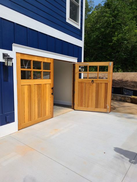 Swinging, Overhead, Sliding and Bifold Doors - American Carriage Door Garage Room, Carriage Doors, Square Windows, Concrete Pad, Strap Hinges, Heart Pine, Swinging Doors, Overhead Door, Traditional Frames