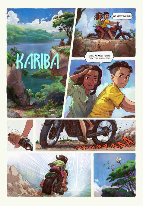 ArtStation - KARIBA Graphic novel test page 1, Daniel Clarke Graphic Novel Layout, Grafic Novel, Graphic Novel Illustration, Comic Frame, Comic Book Layout, Comic Layout, Graphic Novel Art, Proof Of Concept, Comic Book Pages