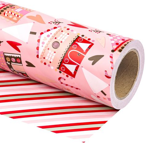 PRICES MAY VARY. PERFECT SIZE: Each roll measures 17 inches wide by 33 feet long. REVERSIBLE: House with Christmas tree and candy cane printed on one side, pink and red strips printed on the reverse. Two different designs make unique and varied gift presentations easy. PREMIUM QUALITY: Created with high-quality paper materials, thick and not easily tear or rip. Item came with shrink film to prevent wrapping paper from scratches and reduce dust. USE ALL WINTER: Perfect for Christmas, Holiday, Par Santa Decorations, Paper Lovers, Holiday Wrapping Paper, With Christmas Tree, Paper Christmas Tree, Wrapping Paper Christmas, Christmas Things, Christmas Wonderland, Party Celebration