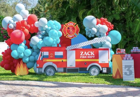 Fire Truck Balloons, Fire Truck Balloon Garland, Firetruck Balloon Arch, Fire Truck Balloon Arch, Firetruck Birthday Decorations, Fire Fighter Birthday Theme, Fire House Birthday Party, Fireman Sam Birthday Party, Fire Truck Birthday Party